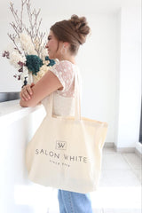 SALON WHITE TOTE BAGS